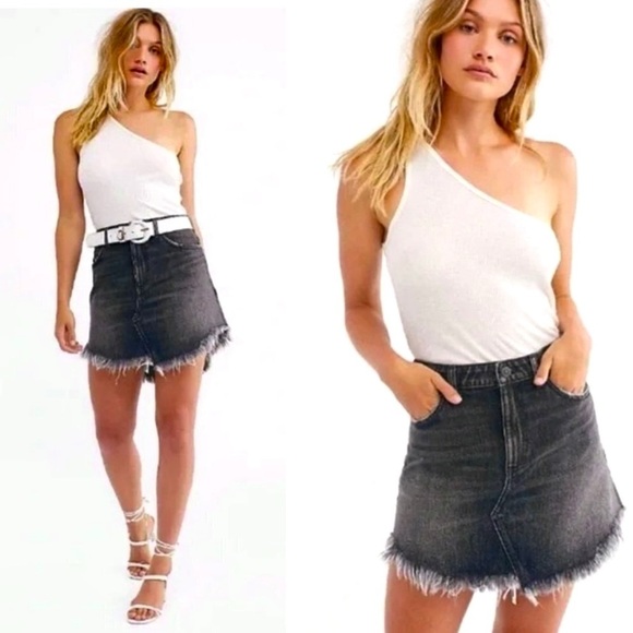 Free People Maverick Black Skater Mini Skirt - Picture 1 of 7